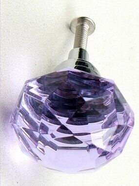 One (1) Large Purple Solid Crystal Drawer Knob Cabinet Pull One (1) HO14PU